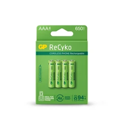 Blister da 4 batterie ricaricabile Recyko+ AAA 650mAh Dect Phone Power Blister da 4 batterie ricaricabile Recyko+ AAA 650mAh Dect Phone Power